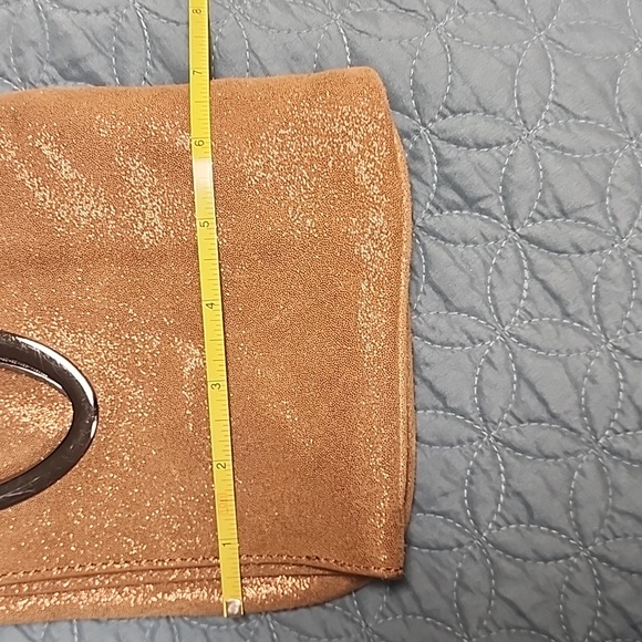 CHARLES DAVID LEATHER BROWN METALLIC CLUTCH BAG - Picture 9 of 11
